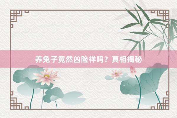 养兔子竟然凶险祥吗？真相揭秘